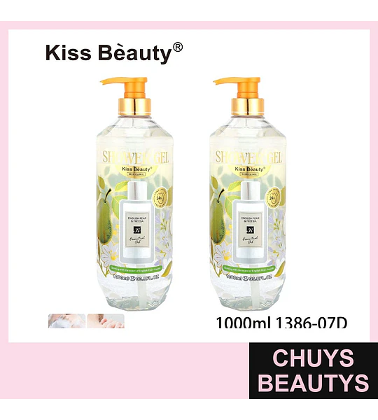 Gel de ducha Kiss Beauty con esencia de Pera Inglesa y Fresia, 1000ml