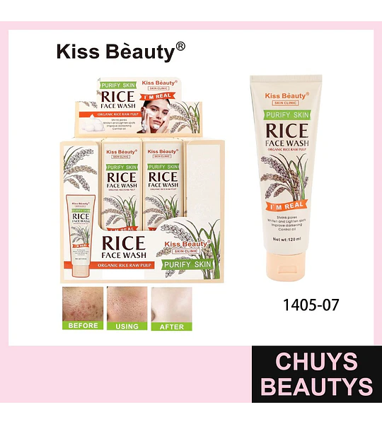 Kiss Beauty Purify Skin Rice Face Wash con Pulpa de Arroz Orgánico