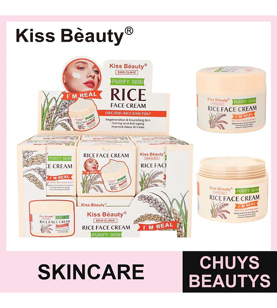 Crema Facial Purificante de Arroz Orgánico Kiss Bèauty® para Regeneración y Antienvejecimiento