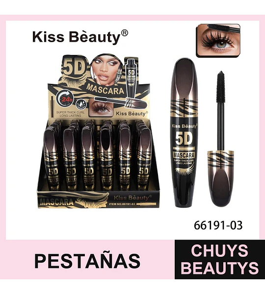 Máscara de Pestañas 5D Super Thick Curl Waterproof Kiss Bèauty