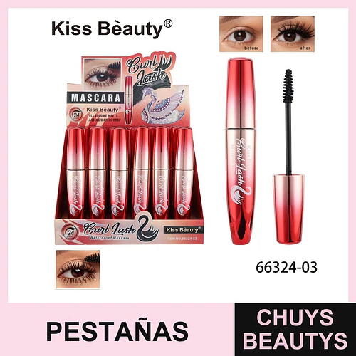 Mascara Kiss Beauty Curl Lash Full Volumen 24 Horas Waterproof - Chuys Beautys | Chuys Beautys