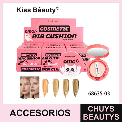 Cojín de Aire Cosmético Ligero Kiss Beauty OMG! con Espejo - Chuys Beautys | Chuys Beautys
