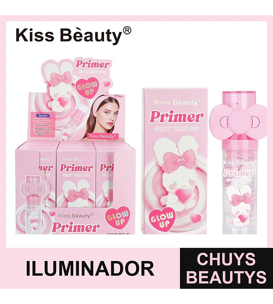 Primer facial de textura sedosa Glow Up Kiss Beauty para un acabado radiante