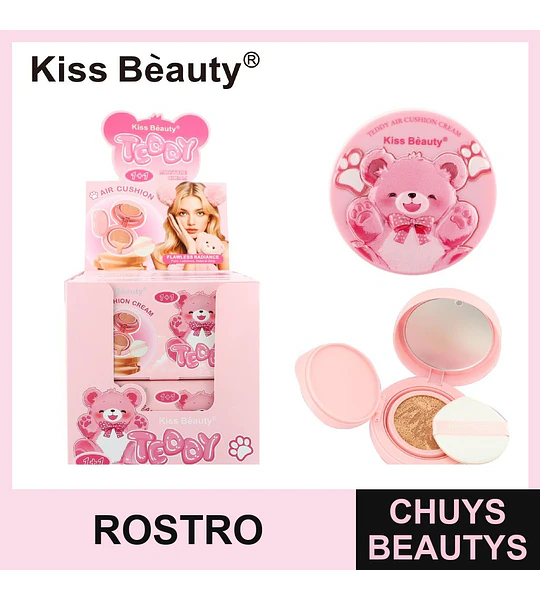 Base de Maquillaje en Cojín Kiss Beauty Teddy Air Cushion con Espejo