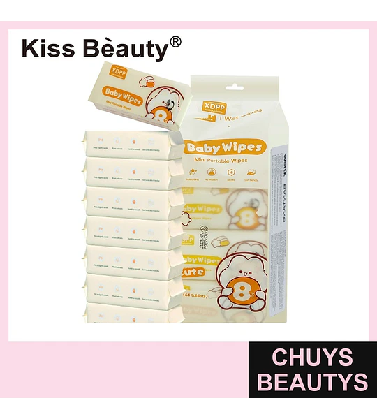 Toallitas húmedas portátiles para bebé Kiss Beauty con extractos de plantas