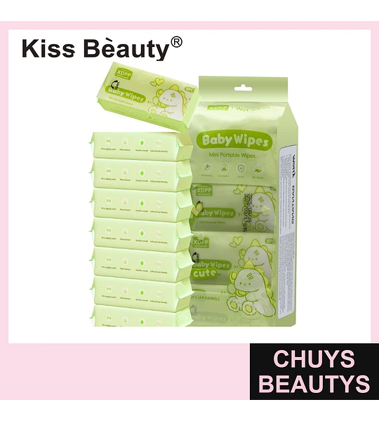 Toallitas Húmedas Portátiles Baby Wipes Suaves Kiss Beauty 60 Unidades