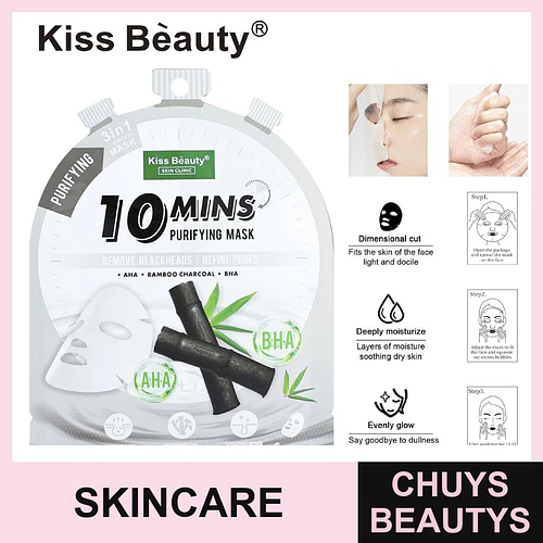 Mascarilla Facial Purificante 10 Minutos con Carbón de Bambú AHA BHA Kiss Beauty - Chuys Beautys | Chuys Beautys