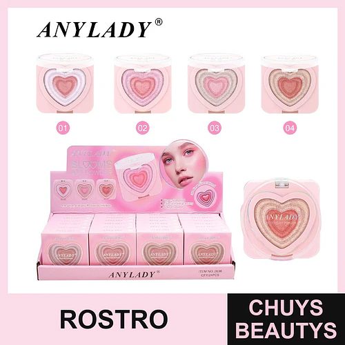 Polvo Iluminador Facial Corazón Multitono ANYLADY Blooms Art Powder - Chuys Beautys | Chuys Beautys