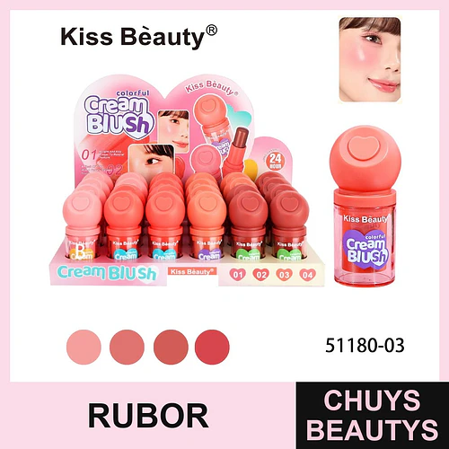 Rubor en crema Colorful de larga duración Kiss Beauty - Chuys Beautys | Chuys Beautys