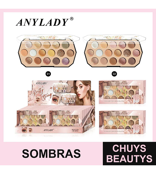 Paleta de Sombras ANYLADY Pretty Strong de 16 Colores Variados