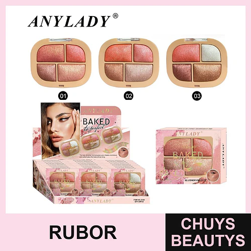 Paleta de Rubor e Iluminador Horneado de Larga Duración ANYLADY - Chuys Beautys | Chuys Beautys