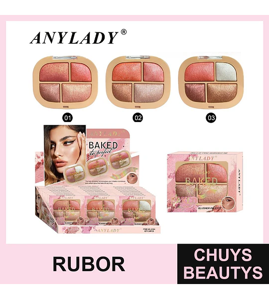 Paleta de Rubor e Iluminador Horneado de Larga Duración ANYLADY