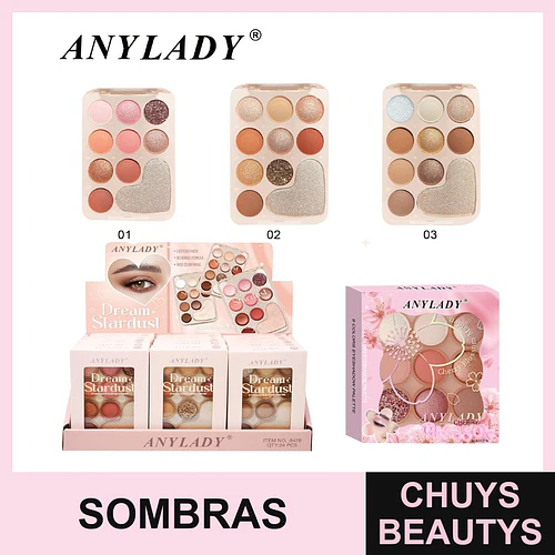 Paleta de Sombras ANYLADY Dream Stardust con 9 Tonos Brillantes y Mate - Chuys Beautys | Chuys Beautys