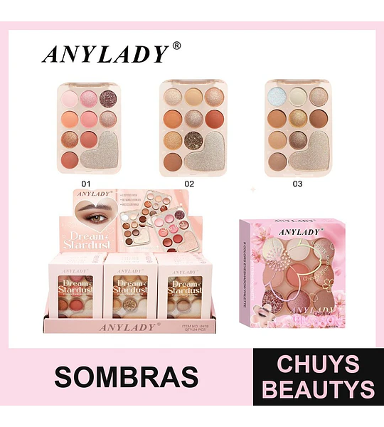 Paleta de Sombras ANYLADY Dream Stardust con 9 Tonos Brillantes y Mate