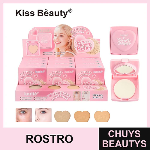 Polvo Compacto Kiss Beauty Sweet Powder Cobertura Impecable Larga Duración - Chuys Beautys | Chuys Beautys