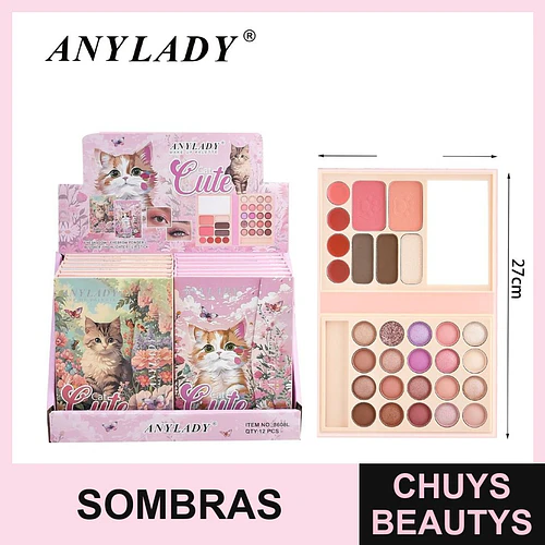 Paleta de Maquillaje Completa ANYLADY Cat Cute con Sombras, Rubor y Más - Chuys Beautys | Chuys Beautys