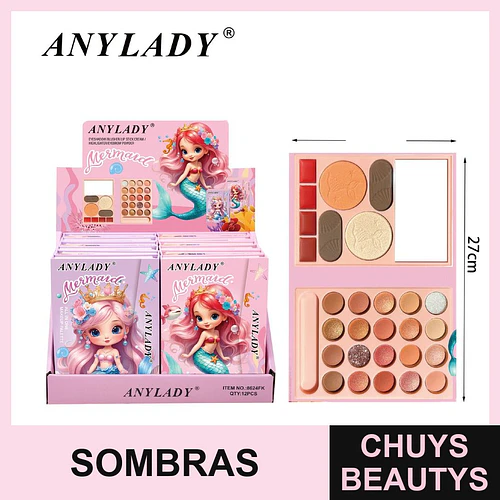 Paleta de maquillaje todo en uno ANYLADY Mermaid con sombras, rubor e iluminador - Chuys Beautys | Chuys Beautys
