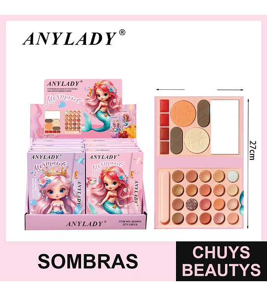 Paleta de maquillaje todo en uno ANYLADY Mermaid con sombras, rubor e iluminador
