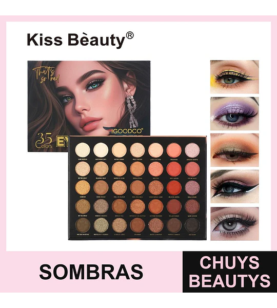 Paleta de Sombras de Ojos Kiss Beauty That's So Rad 35 Colores