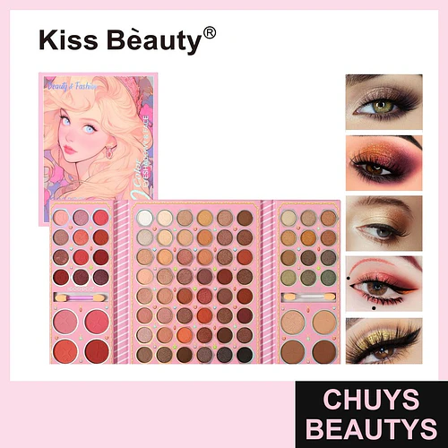 Paleta de Maquillaje Completa 96 Tonos Ojos y Rostro Kiss Beauty - Chuys Beautys | Chuys Beautys