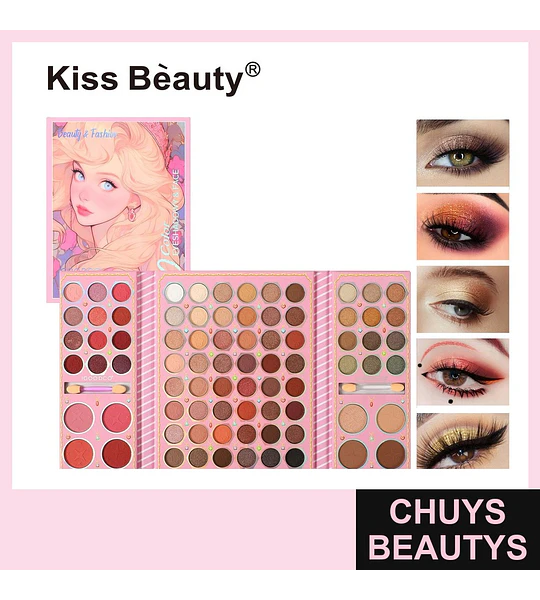 Paleta de Maquillaje Completa 96 Tonos Ojos y Rostro Kiss Beauty