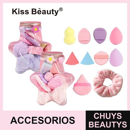 Set de Esponjas y Puffs de Maquillaje Variados Kiss Bèauty® - Chuys Beautys | Chuys Beautys