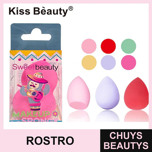 Set de esponjas de maquillaje Kiss Bèauty para aplicación de base y corrector - Chuys Beautys | Chuys Beautys