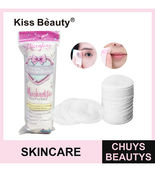 Discos de Algodón Desmaquillantes Multiusos Kiss Bèauty para Cuidado Facial