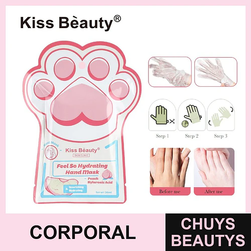 Mascarilla hidratante para manos Kiss Bèauty con durazno y ácido hialurónico - Chuys Beautys | Chuys Beautys