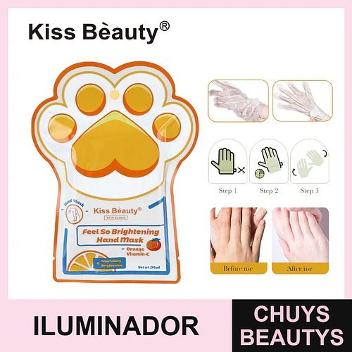 Mascarilla de Manos Iluminadora con Naranja y Vitamina C Kiss Beauty - Chuys Beautys | Chuys Beautys