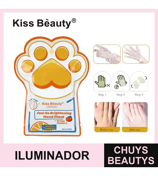 Mascarilla de Manos Iluminadora con Naranja y Vitamina C Kiss Beauty