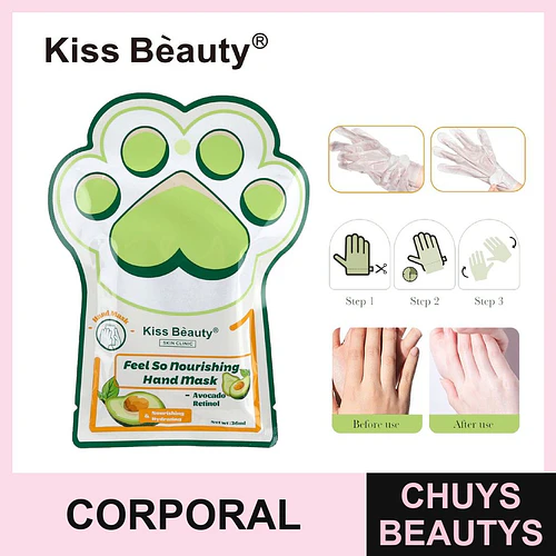 Mascarilla de Manos Nutritiva e Hidratante con Aguacate y Retinol Kiss Bèauty - Chuys Beautys | Chuys Beautys