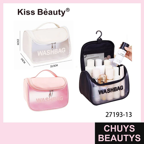 Neceser Organizador Transparente con Asa Kiss Beauty - Chuys Beautys | Chuys Beautys