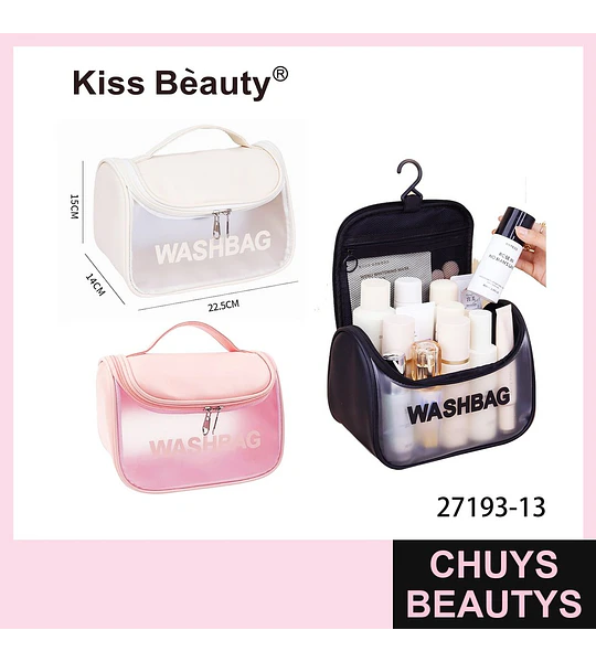 Neceser Organizador Transparente con Asa Kiss Beauty
