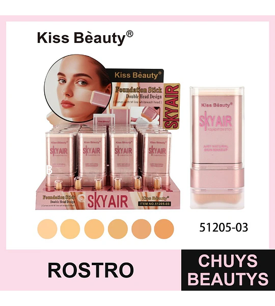 Foundation Stick Doble Cabezal Kiss Bèauty SKYAIR para Maquillaje Natural