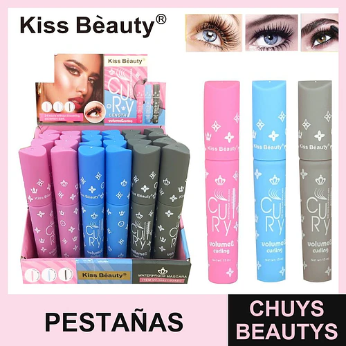 Máscara de Pestañas Waterproof Volumen y Rizado Larga Duración Kiss Beauty - Chuys Beautys | Chuys Beautys