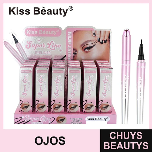 Eyeliner líquido Kiss Beauty Super Line de larga duración y resistente al agua - Chuys Beautys | Chuys Beautys