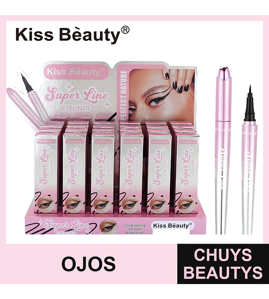 Eyeliner líquido Kiss Beauty Super Line de larga duración y resistente al agua
