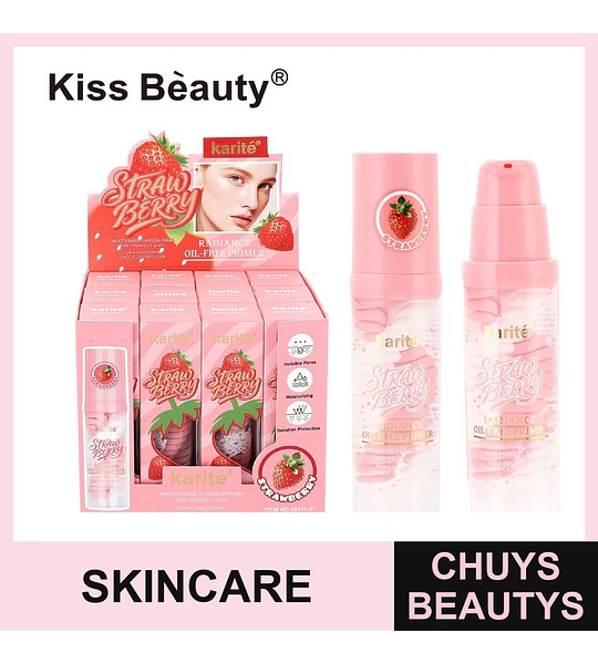 Primer facial Karité Strawberry Radiance Oil-Free para un acabado suave