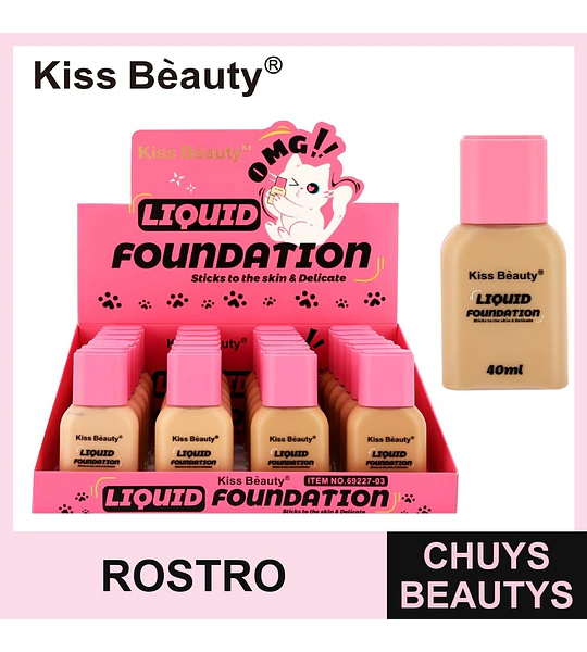 Base Líquida Delicada Kiss Bèauty con Acabado Natural