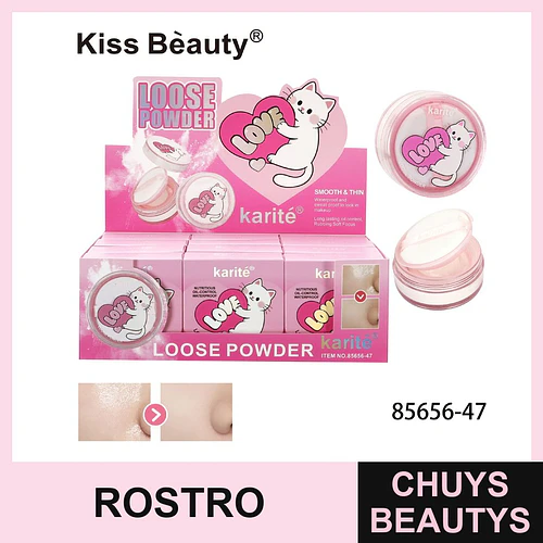 Polvo Suelto Control Grasa Waterproof Karité Kiss Beauty - Chuys Beautys | Chuys Beautys