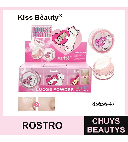 Polvo Suelto Control Grasa Waterproof Karité Kiss Beauty