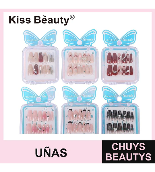 Uñas Postizas Decoradas Variadas con Adhesivo Kiss Bèauty DM-005