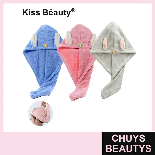 Toalla de pelo de microfibra Kiss Bèauty con diseño de orejas de conejo - Chuys Beautys | Chuys Beautys