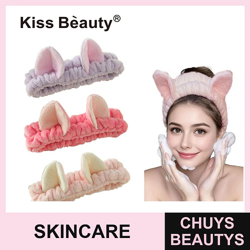 Cinta de pelo facial con orejas de gato suave Kiss Bèauty - Chuys Beautys | Chuys Beautys