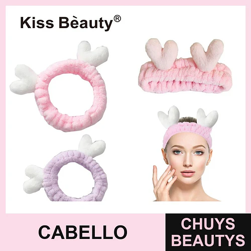 Cinta para Cabello y Scrunchies de Felpa con Diseño de Astas Kiss Bèauty - Chuys Beautys | Chuys Beautys