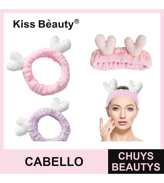 Cinta para Cabello y Scrunchies de Felpa con Diseño de Astas Kiss Bèauty