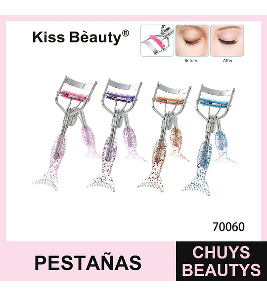 Rizador de Pestañas con Diseño Cola de Sirena Kiss Bèauty