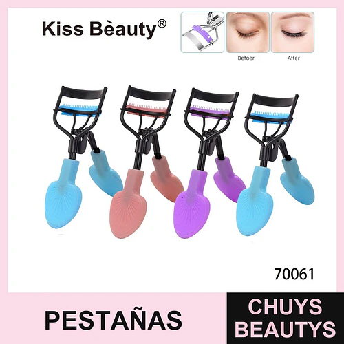 Rizador de pestañas con peine integrado Kiss Bèauty, colores surtidos - Chuys Beautys | Chuys Beautys