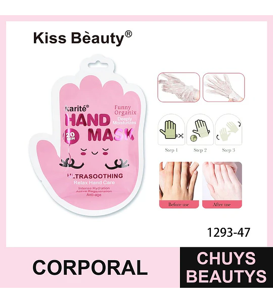 Mascarilla de Manos Ultrasuavizante e Hidratante Anti-Edad Kiss Beauty Karité